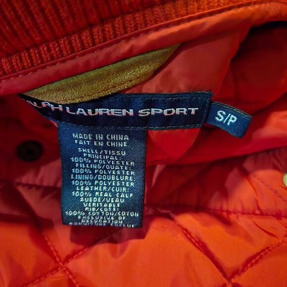 Ralph Lauren Sport Quilted Vest Suede Trim Red Small - Picture 3 of 10